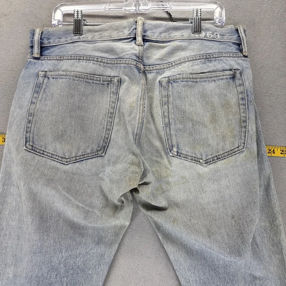 Gap‎ 1969 Jeans Mens 33x32 Blue Selvedge Straight Faded Light Wash Button Fly